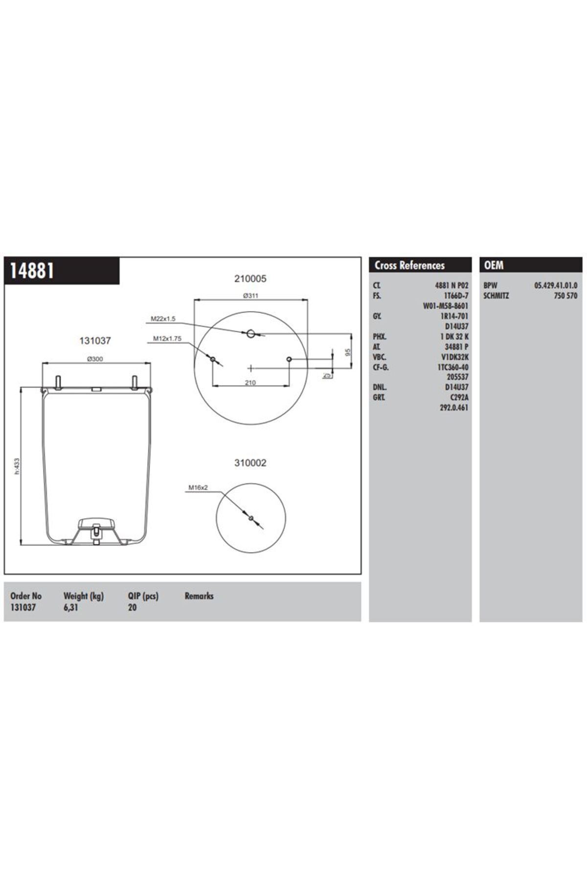 CONNECT Dorse Truck Dingil Korugu Pistonsuz Schmitz-Kassbohrer-Bpw Dorse 36k - MD 14881