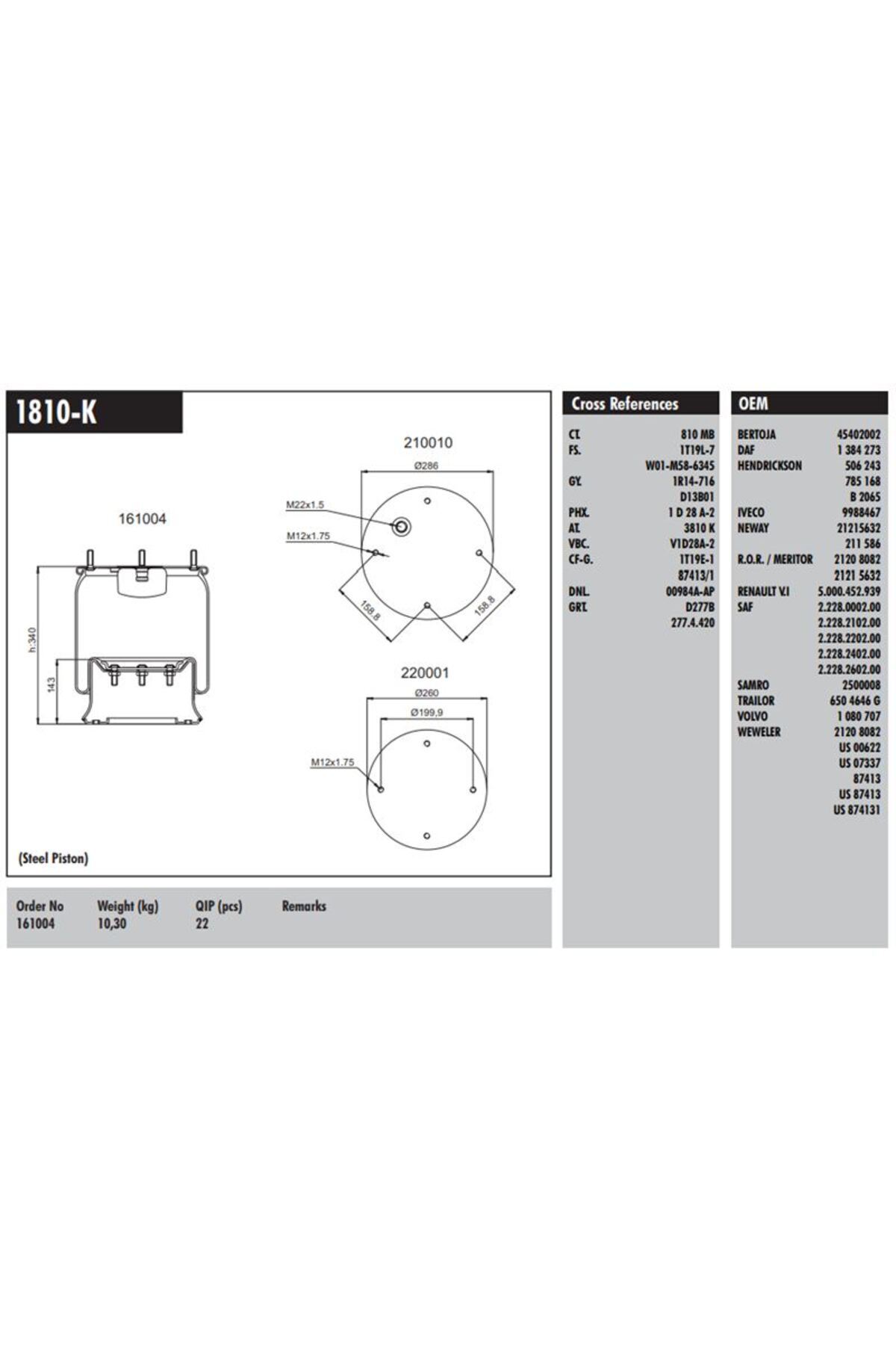 CONNECT Unıversal Truck Komple Metal Pistonlu - MD 1810-K