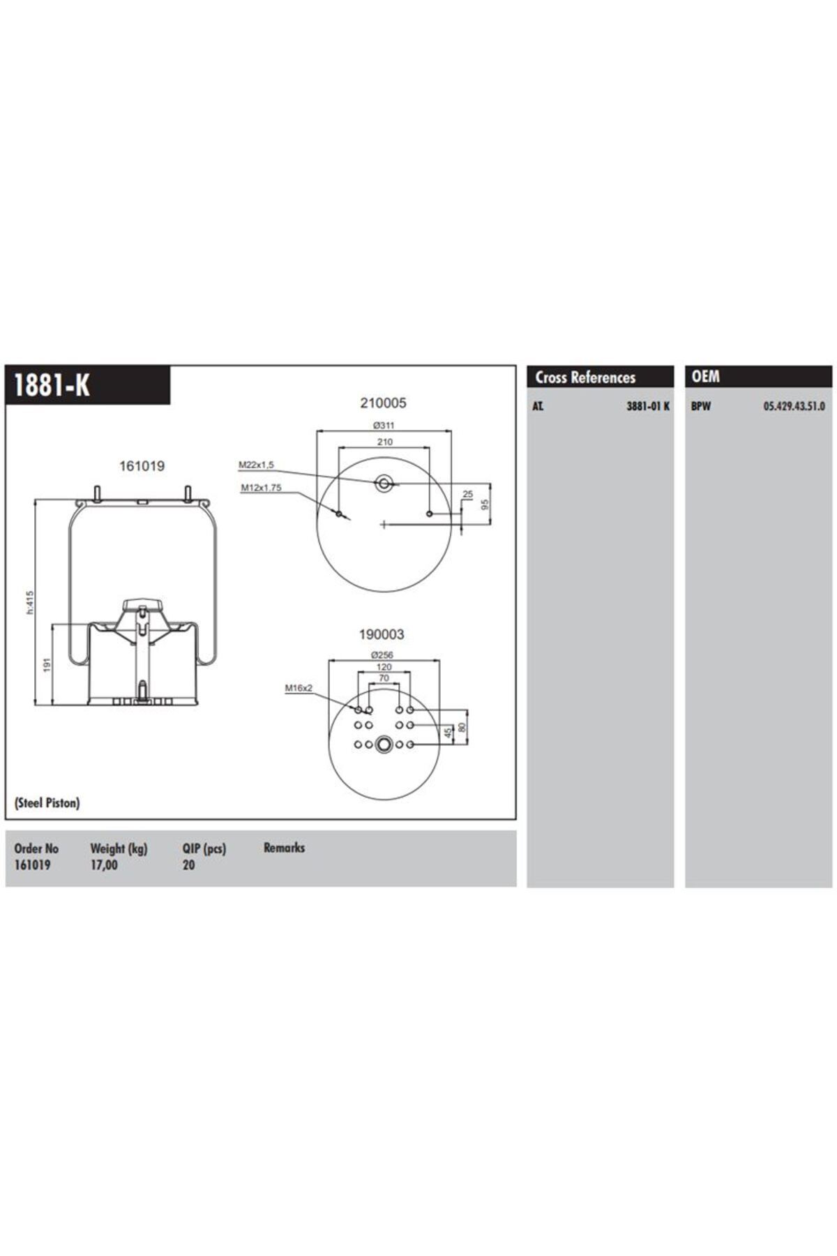 CONNECT Dorse Truck Dingil Korugu Komple Metal Pistonlu - Bpw / Dorse 36 - MD 1881-K