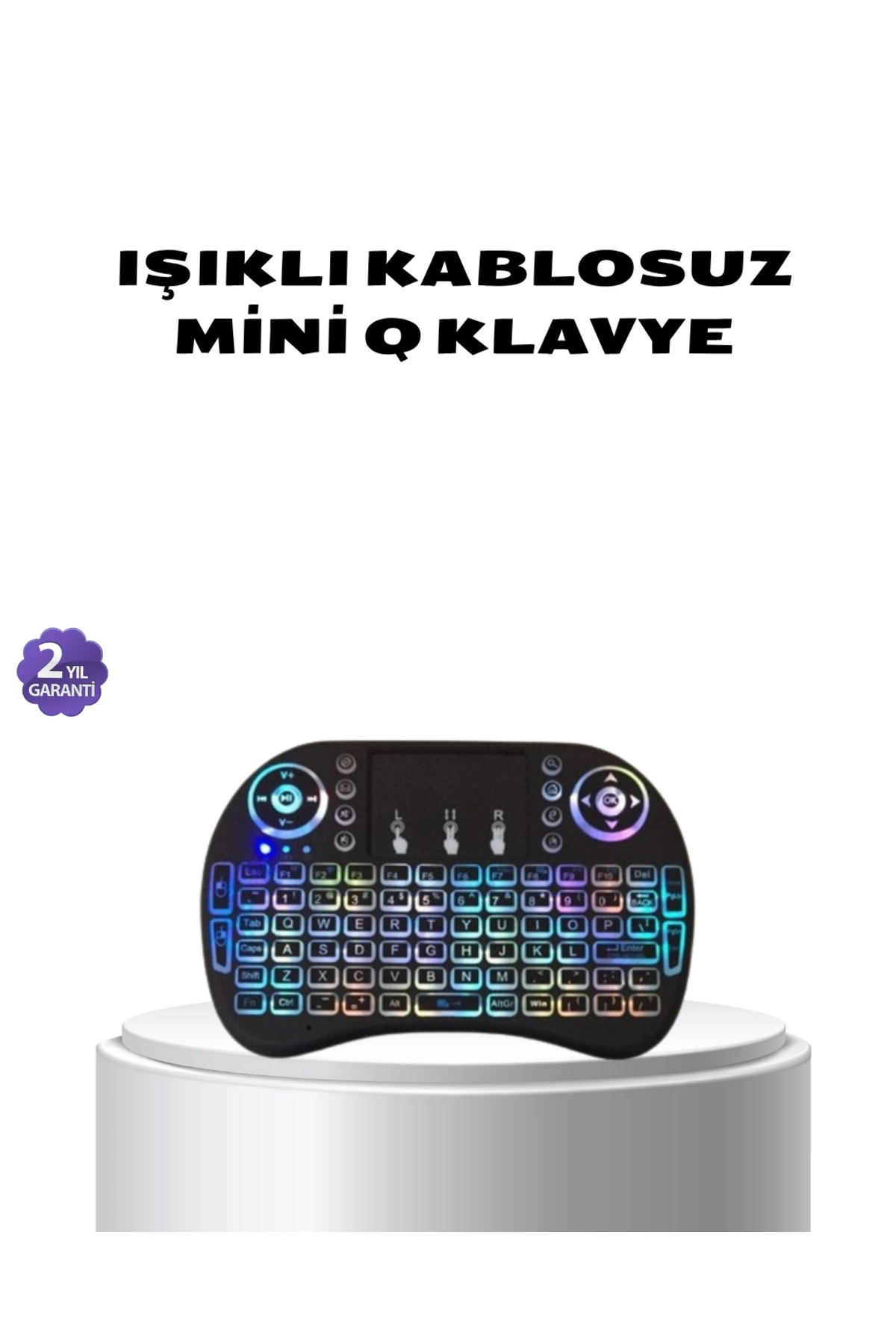 TeknomAVM Işıklı Q Klavye – Entegre Touchpad, Ergonomik Tasarım ve Türkçe Karakter Desteği