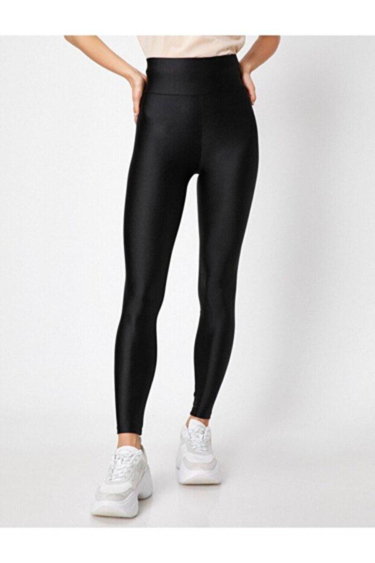 Tusebu Magas derekú, fényes fekete, feszesítő lycra sport női leggings