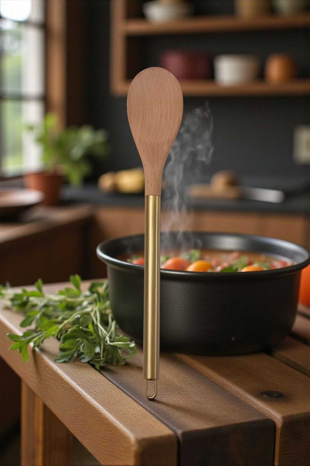 Bestchoice Paslanmaz Çelik Saplı Şef Karıştırma Kaşığı