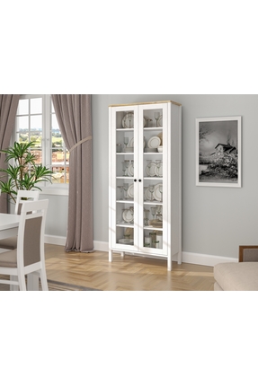 Sakura Ahşap Hunerika Sarel Cam kapaklı vitrin/büfe - wood beyaz/legnano