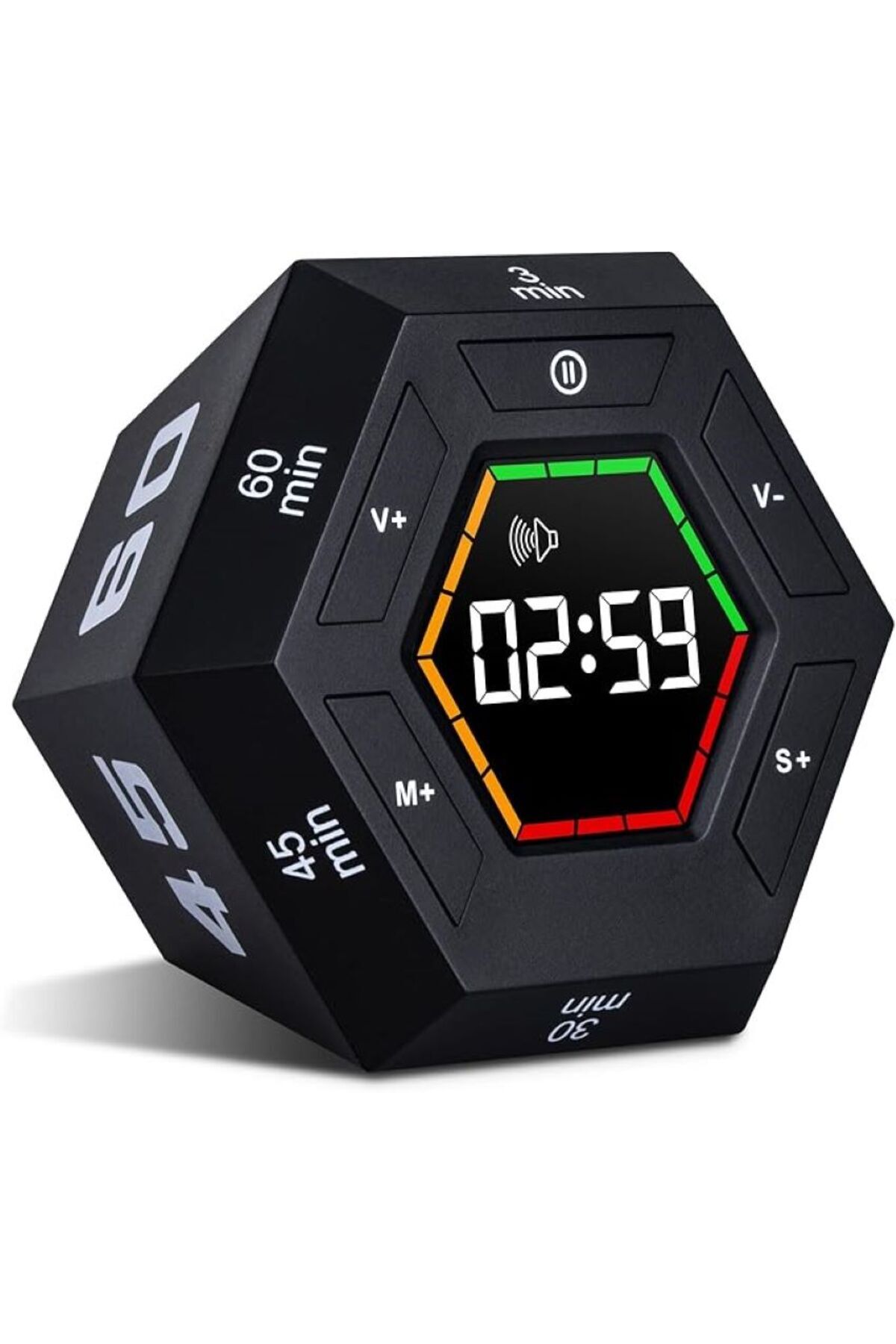 TechTic Altıgen Manyetik Akıllı Dijital Zamanlayıcı LED Büyük Ekranlı Mutfak Dinlenme Ders Ofis