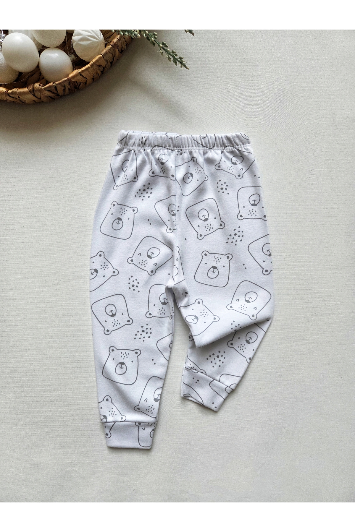 GizaKids %100 Pamuk Kız Erkek Bebek Unisex Patiksiz Pijama Altı 3lü Set fotoğrafı 4 (önizleme)