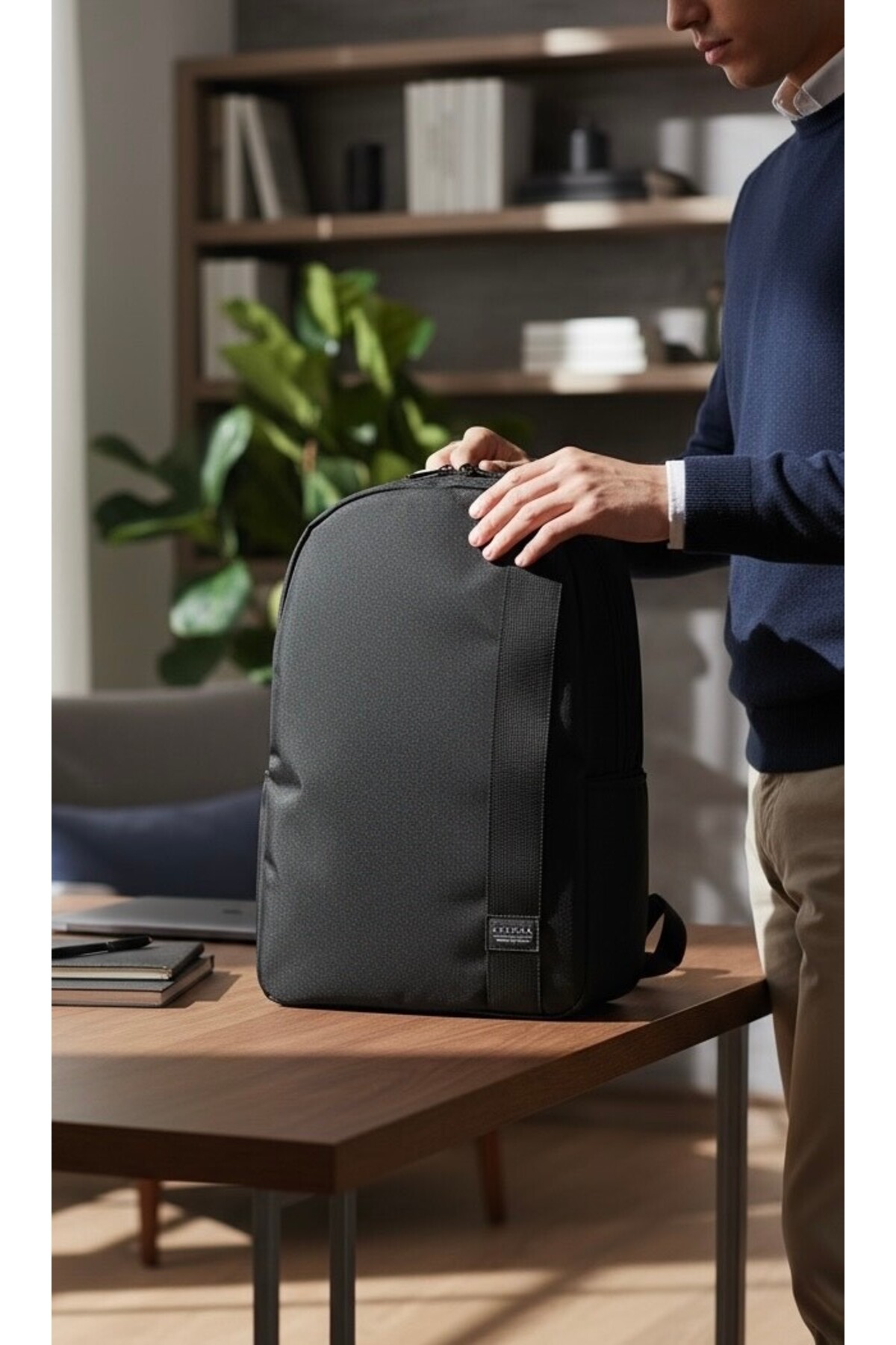 KAFFAA  Siyah İki Bölmeli Unisex Su Geçirmez Sırt Çantası - Görsel 6