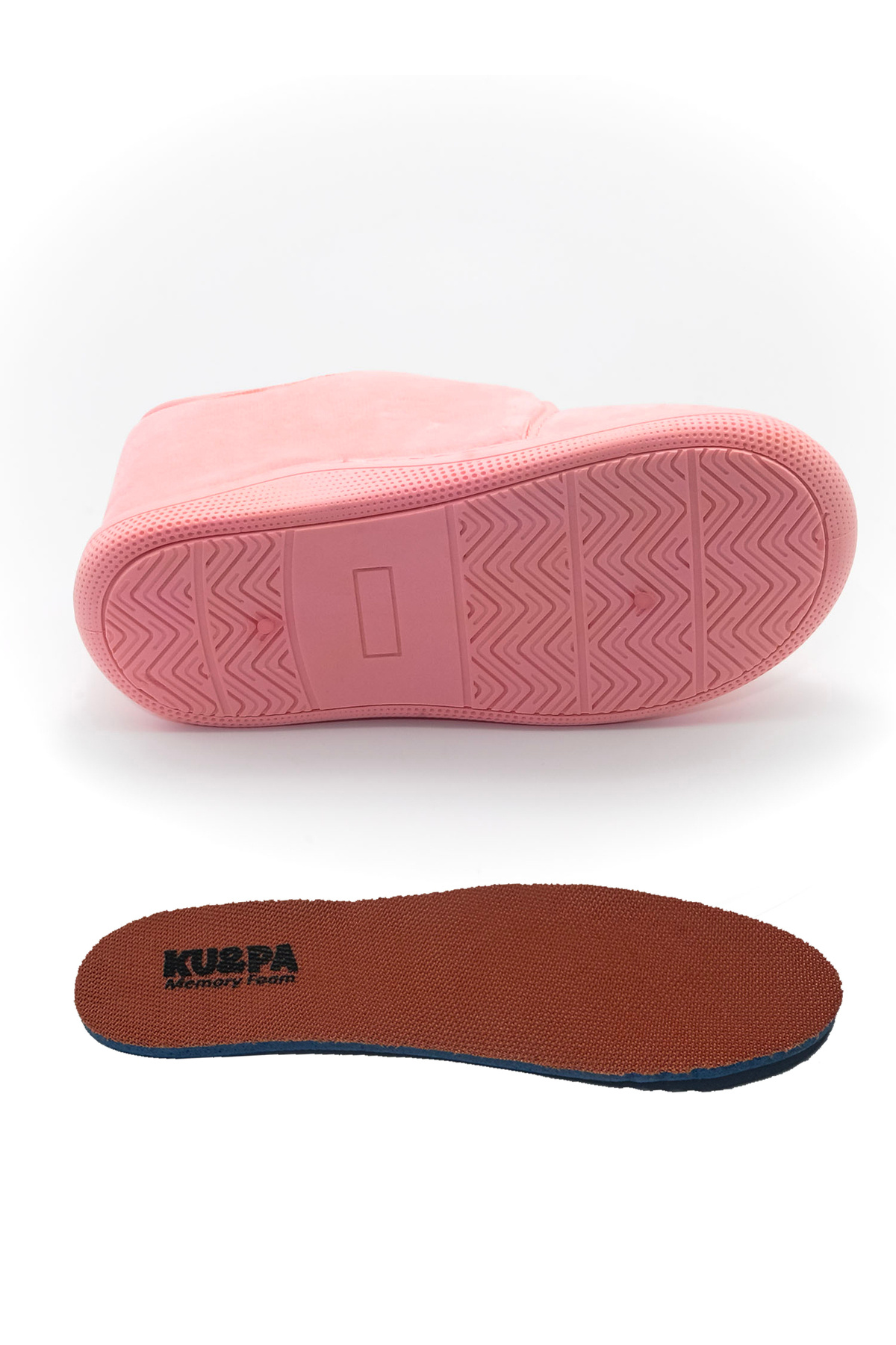 KU&PA SHOES Pas Pembe Kadife Kids Çocuk Unisex Panduf Ayakkabı Cırtlı Rahat Kaydırmaz Taban Ev Patiği KP-1001 fotoğrafı 3 (önizleme)