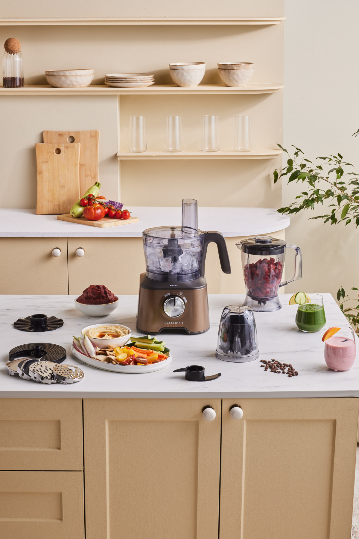 Karaca Mastermaid Power Max 11 in 1 Mutfak Robotu Walnut Brown 2500W