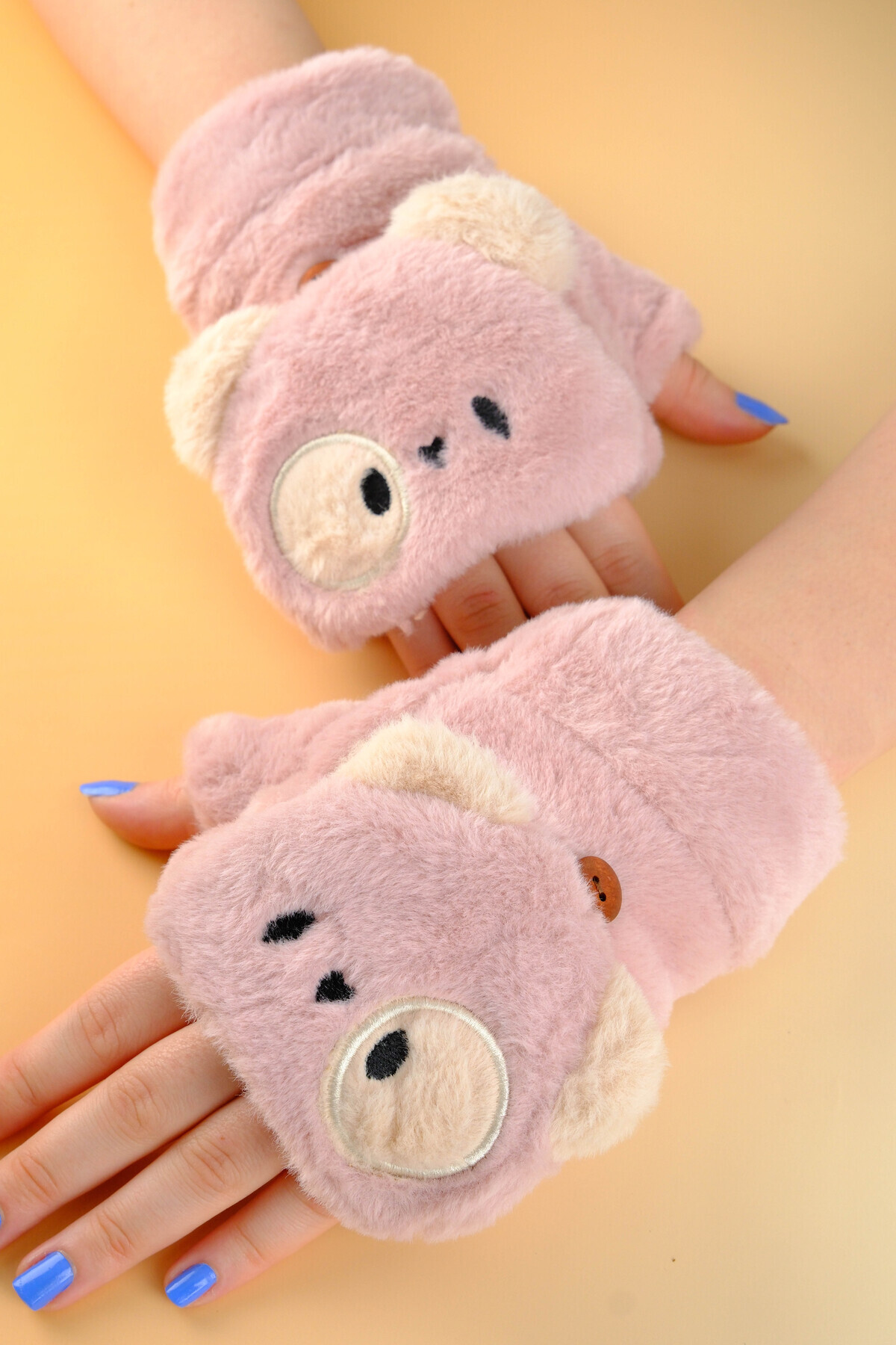 Jack Ferrero Peluş Kürk Örgü Eldiven Peluş Parmaksız Eldiven Kış Yumuşak Sıcak Kalın Kız Erkek 7 yaş ve üzeri,,,