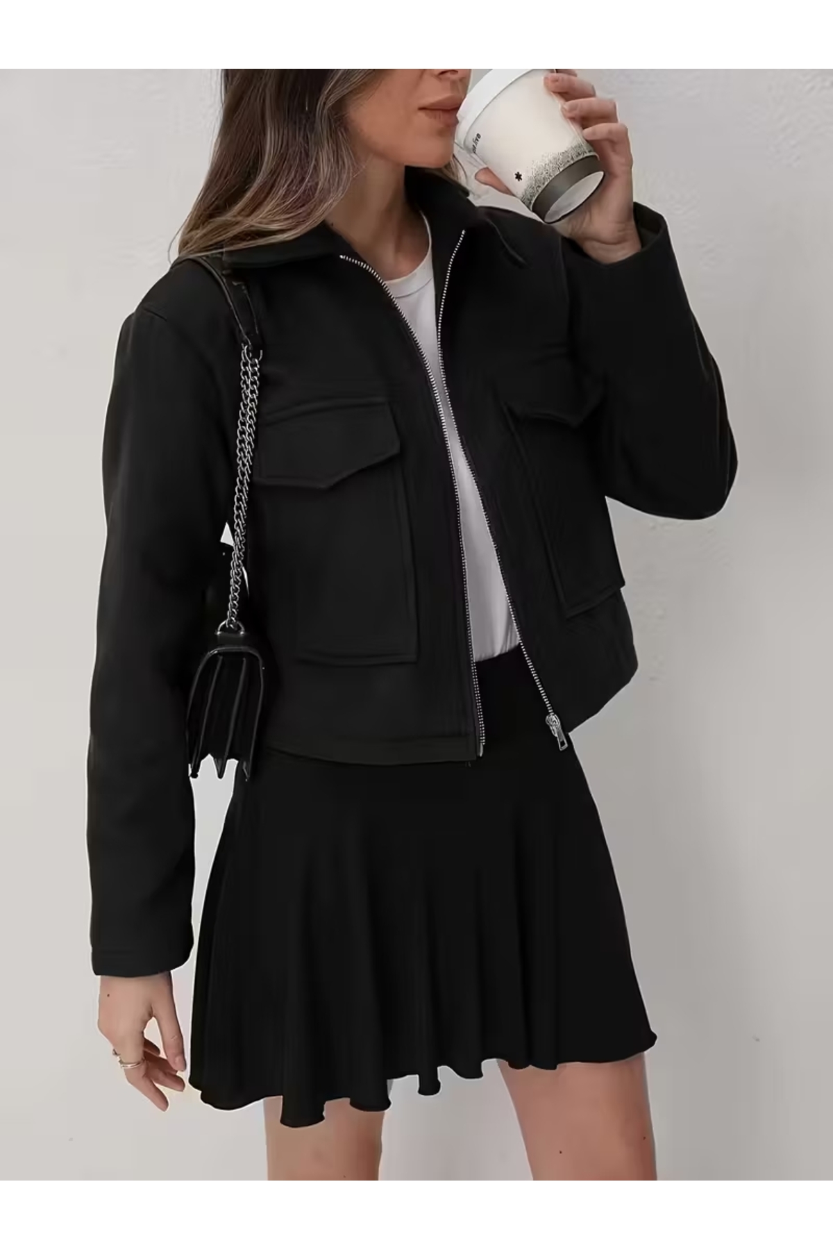 eybetsa  kadın kısa crop ceket - Görsel 3