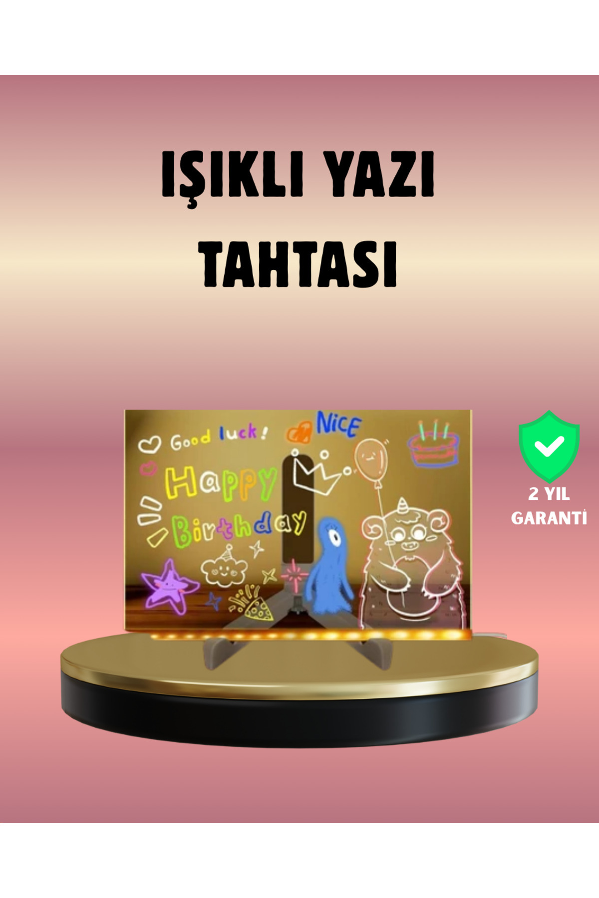 Bodrum Ekipman USB Bağlantılı LED Akrilik Çizim ve Not Tahtası - ERFI2333-3428