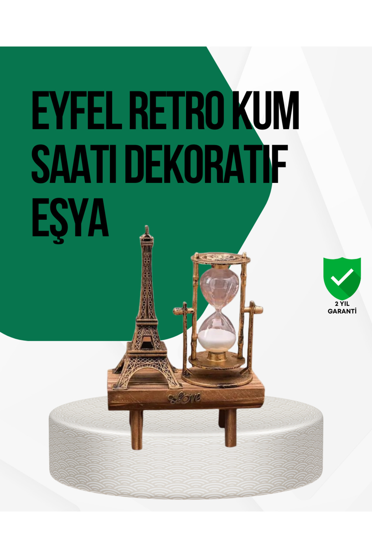 CT STONES Ahşap Kum Saati – Vintage Tasarımlı Masa Dekoru