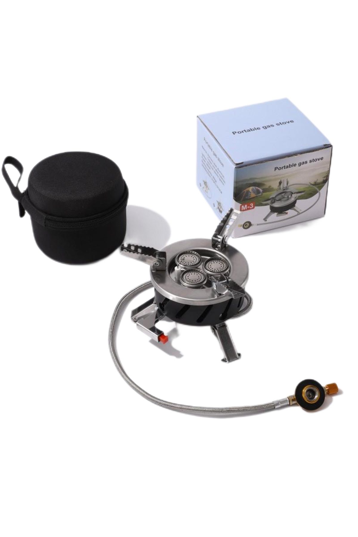 موقد غاز البوتان ثلاثي الشعلات صديق للبيئة من OEM بثلاثة رؤوس للتخييم والنزهات