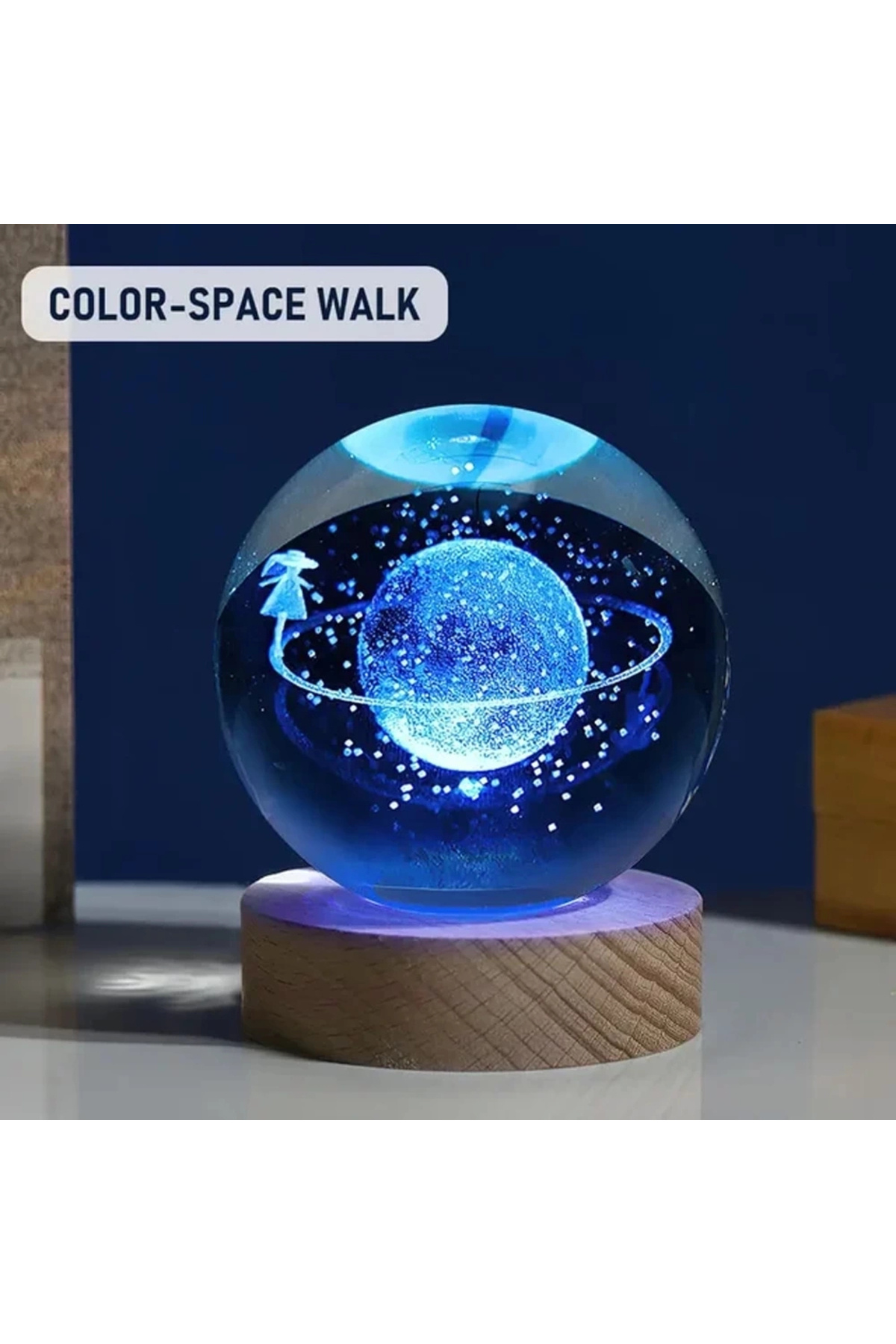 toganshop Renk Değiştiren Satürnlü Kız Cam Küre