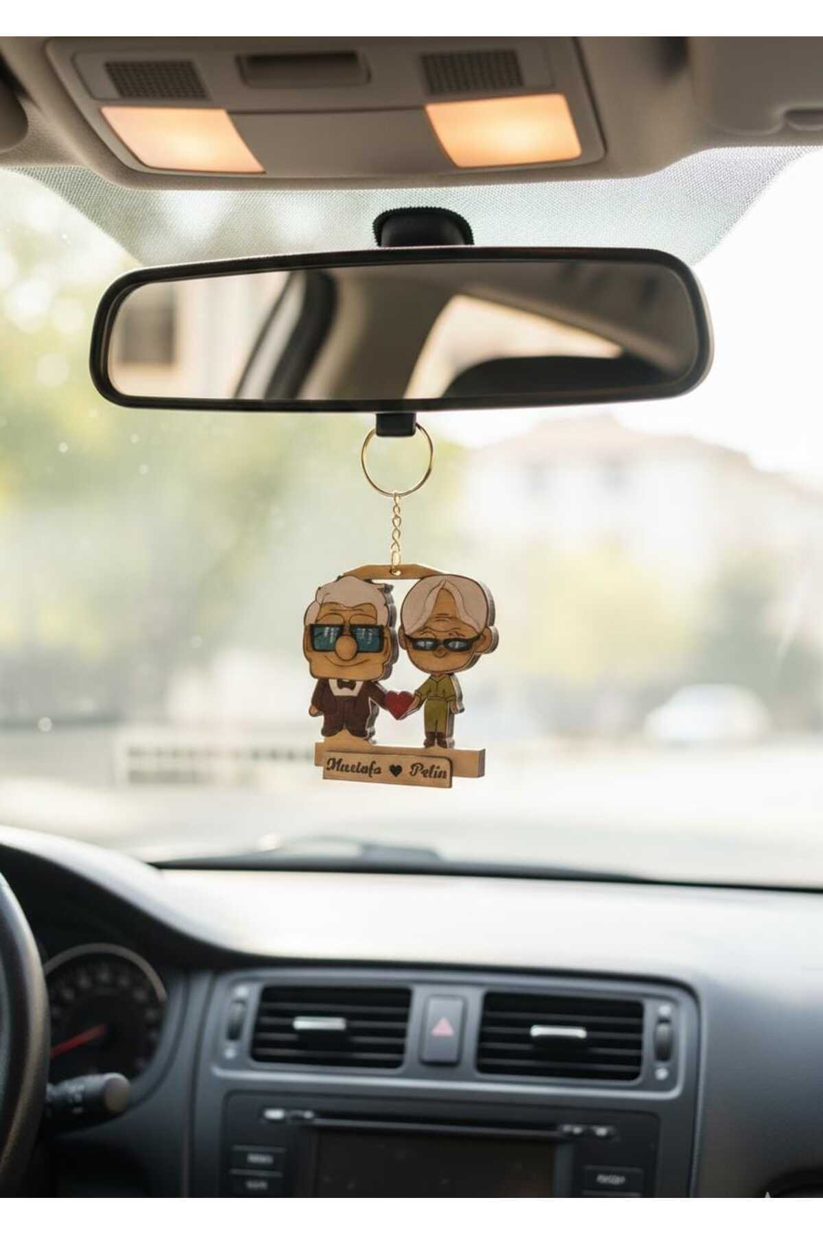 PSAcraft Araç Dikiz Aynası Anahtarlık Süsü Sevgililere Özel İsimli