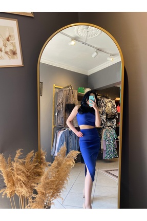 MODA NUR Fitilli Crop Midi Etek Alt Üst Takım