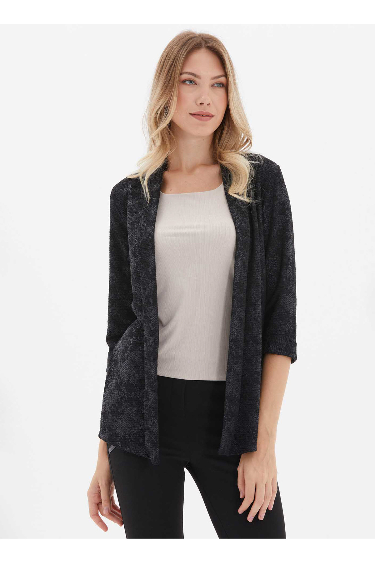 Selen  Standart Siyah Kadın Ceket 25KSL1559 - Görsel 3