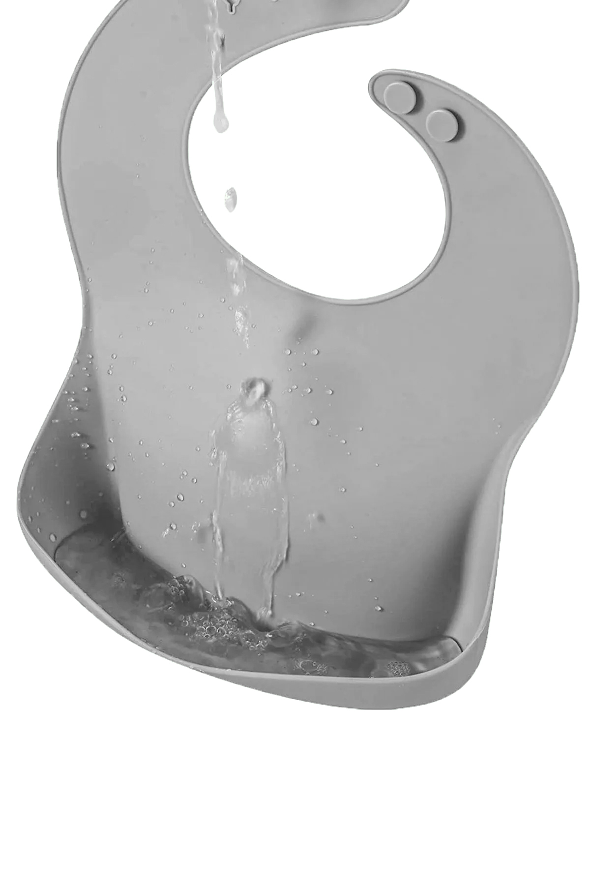 Meleni Baby 7'li Beslenme Seti - Silikon Mama Önlüğü Pipetli Bardak Vakumlu Tabak Kaşık Atıştırma Kabı Gri fotoğrafı 5 (önizleme)