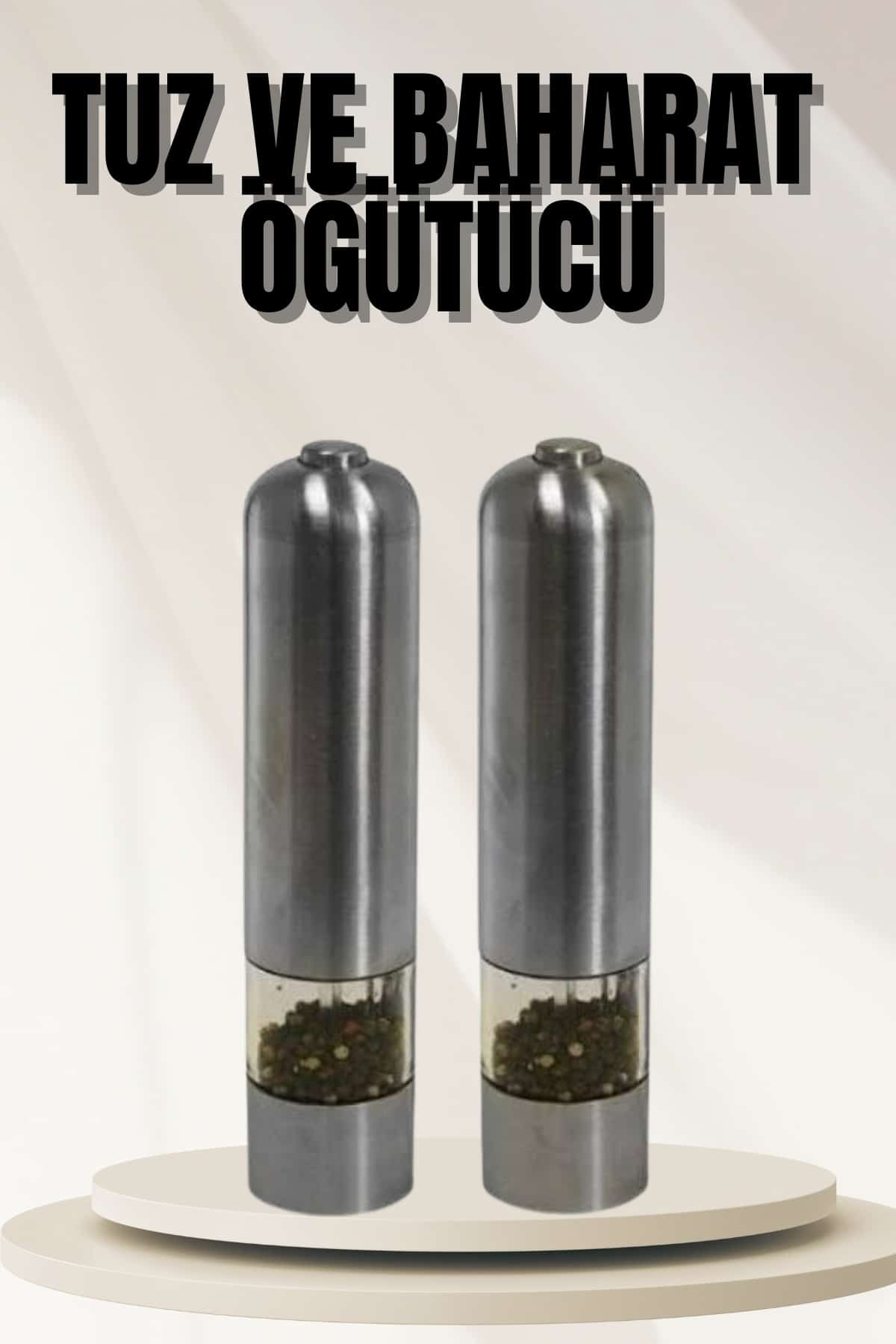 GEZBUL STORE Işıklı Otomatik Tuz ve Karabiber Öğütücü Baharat Öğütücü