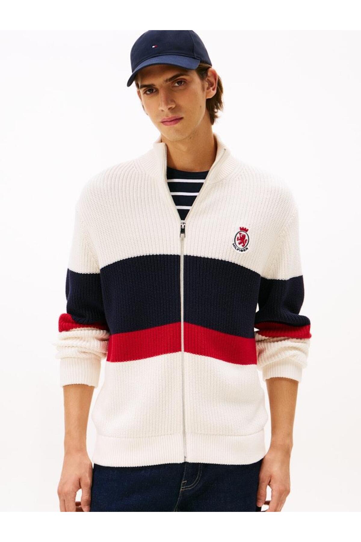 تامی هیلفیگر زیپ راه راه دنده سینه RWB