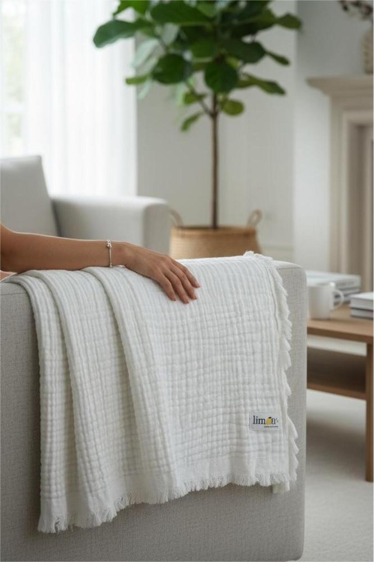 Limon's Baby Ekru %100 Pamuk 4 Katlı Müslin Bebek/Çocuk Battaniyesi 110x110