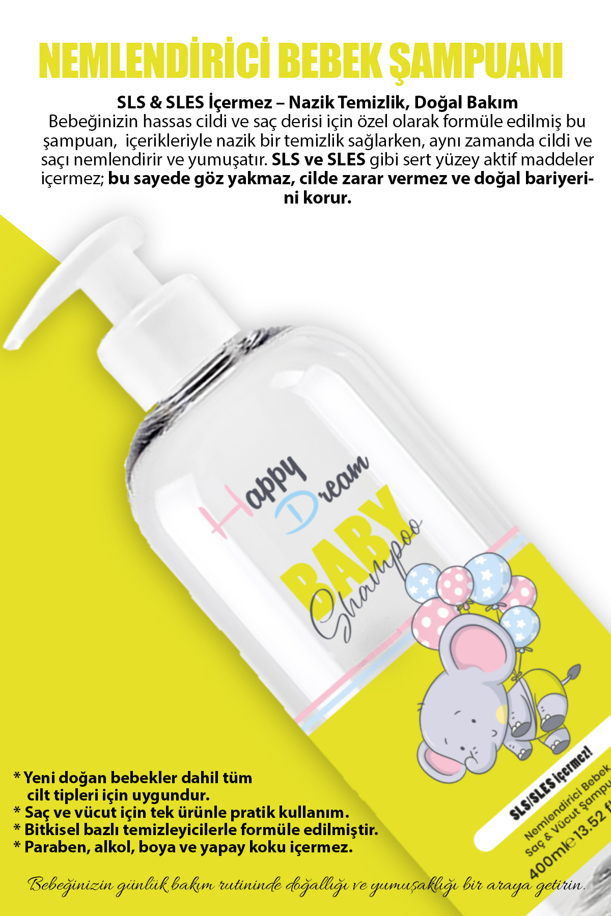 Happy Dream 2'li Bebek Bakım Seti (Şampuan- Yağ - 3D Tarak) fotoğrafı 4 (önizleme)