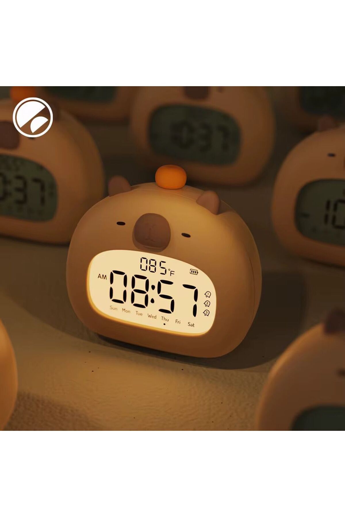 BENT Cappybara Şarjlı Dijital Masa Saati Işıklı Alarmlı