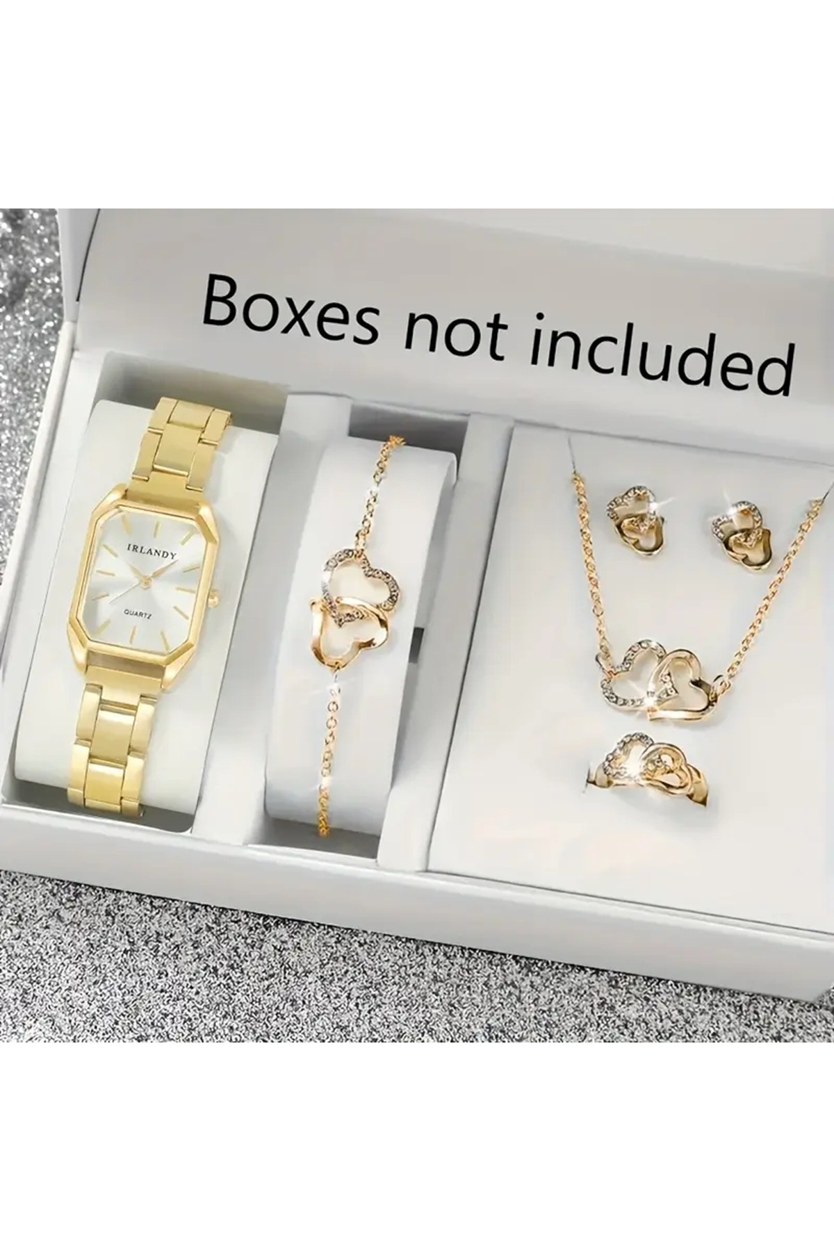 Ayzen şık kare kadın saat & takı seti