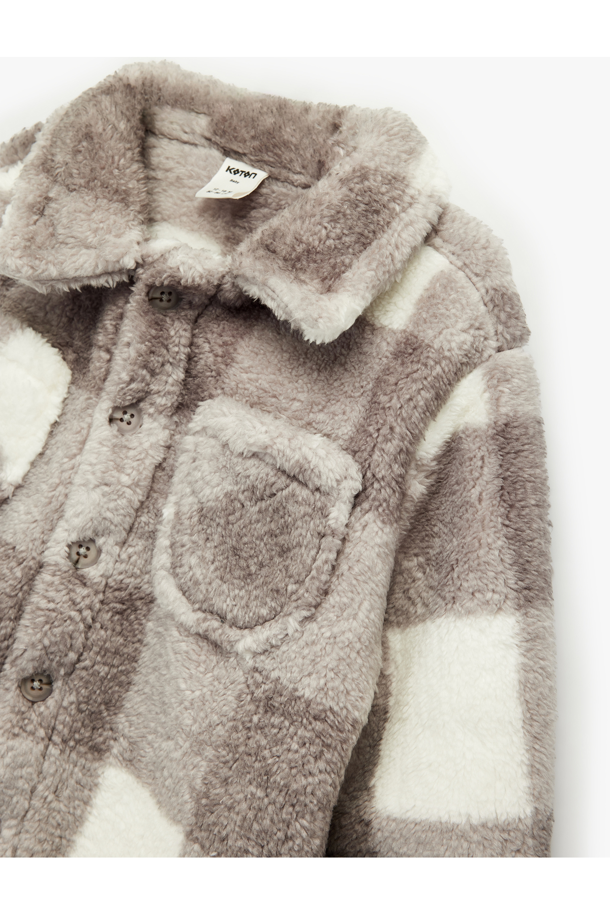 Koton Uzun Kollu Cepli Düğme Detaylı Ekoseli Ceket fotoğrafı 3 (önizleme)