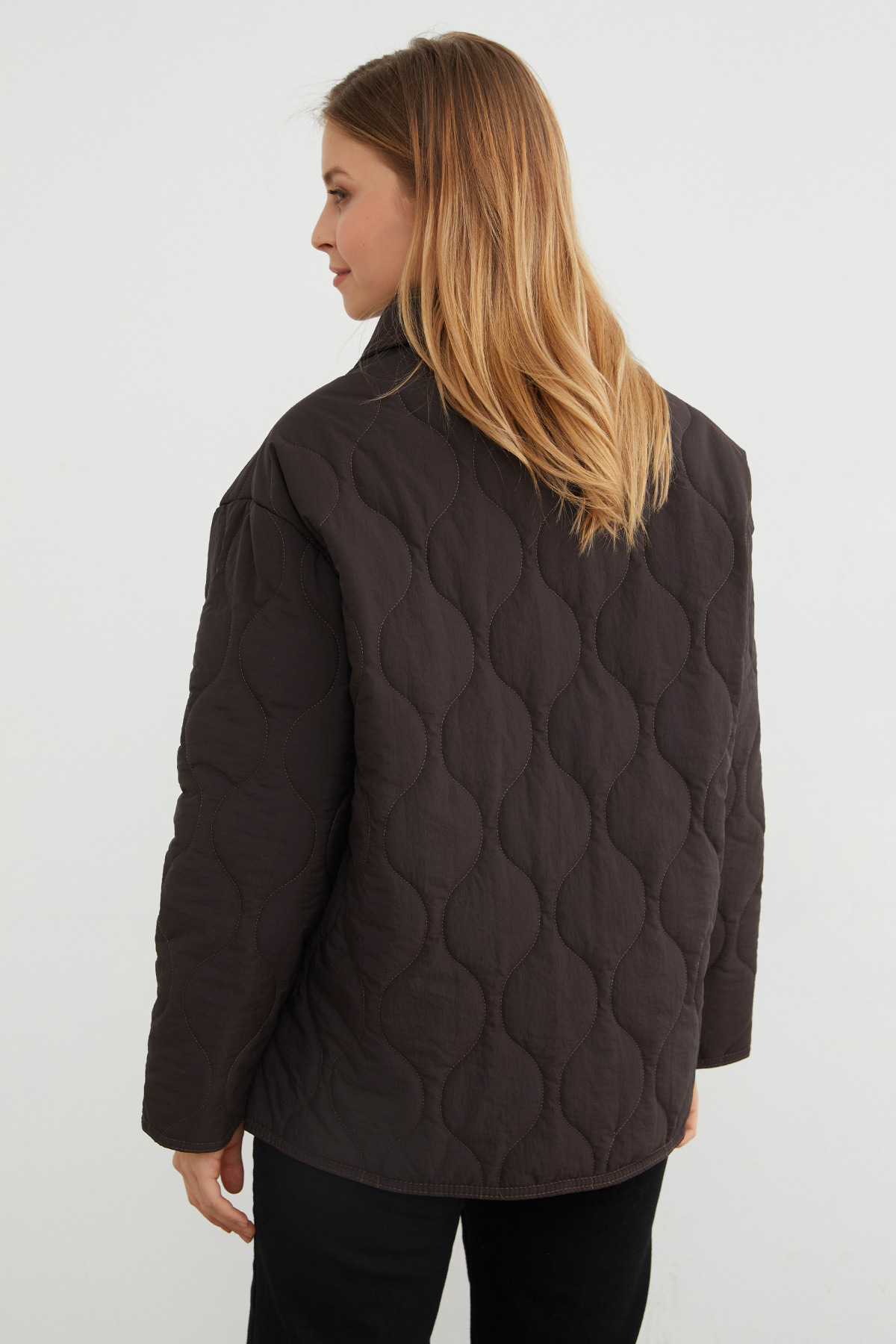 Fulla Moda Su Yolu Desenli Oversize Düğmeli Mont görsel 7