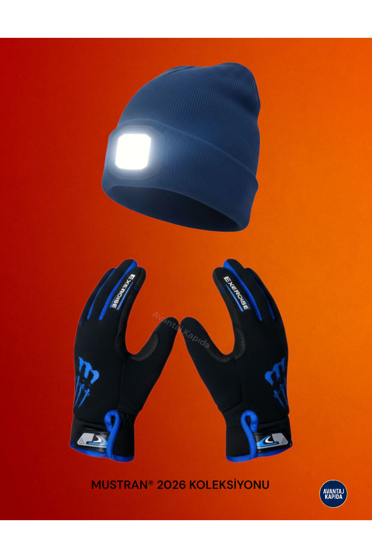 Mustran Tactical Motorcu Koşucu Bisikletçi Eldiveni L-XL + Şarjlı Led Bere Seti | Kafa Bandı Hediyeli USB