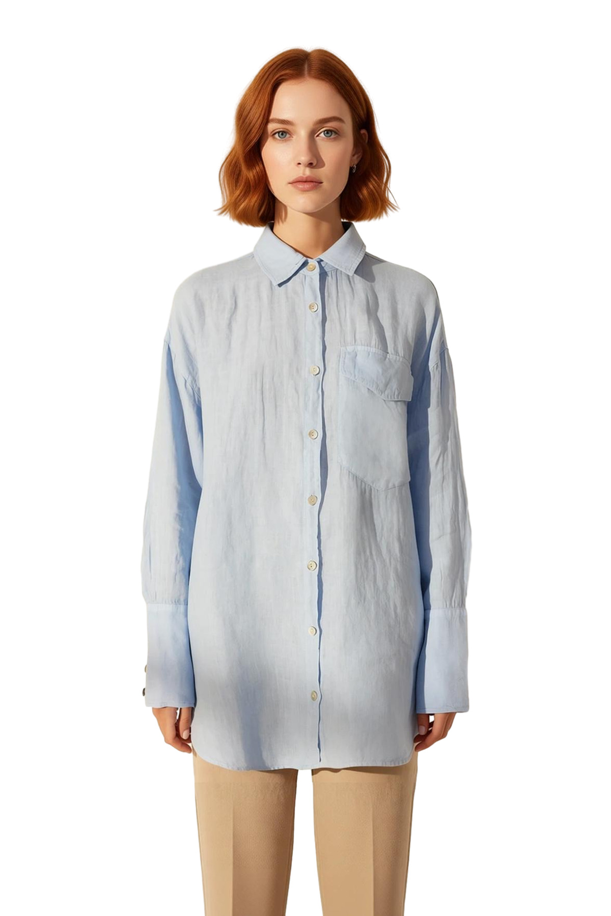 Kadın Oversize Keten Gömlek Fonksiyonel Dayanıklı Kaliteli Konforlu Estetik Premium Modern