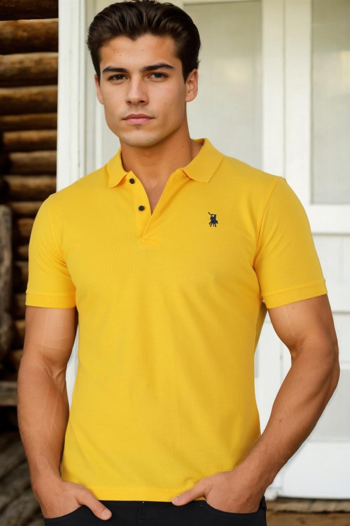 دوبری تی‌شرت مردانه T8561 - زرد - 2