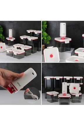 RİVO HOME DECOR Vakum Makineli Saklama Kabı Seti 10'lu+1 Vakum Makinesi