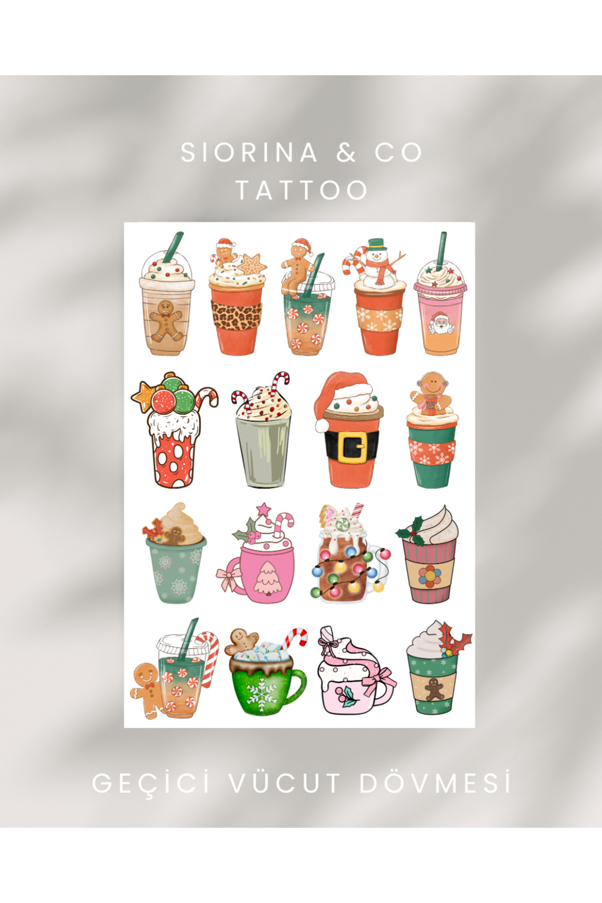 Siorina Co & Event Yılbaşı - İçecek - Kış Temalı Geçici Vücut Dövmesi Tattoo Çocuklara Uygun