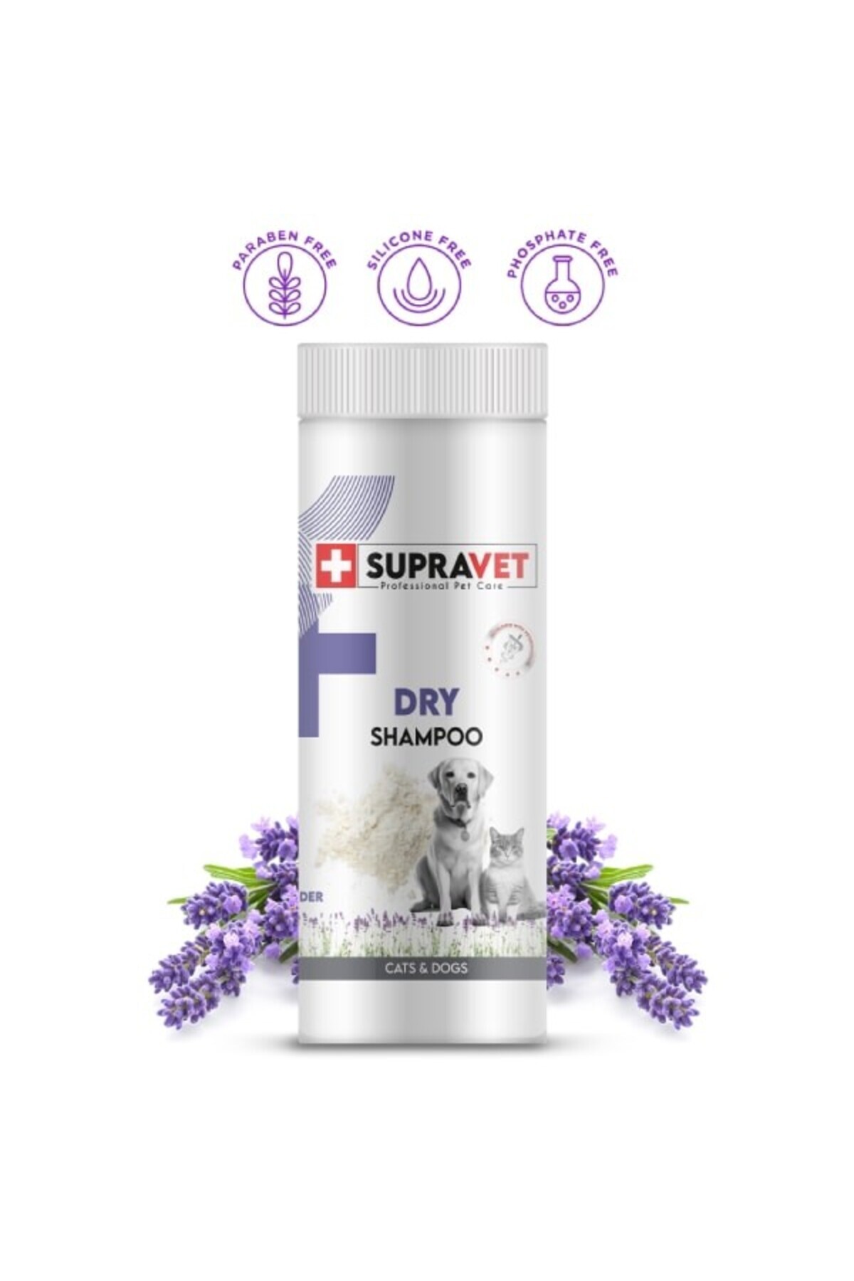 Supravet Dry Shampoo Lavanta Özlü Kedi ve Köpek Toz Şampuan 150 Ml