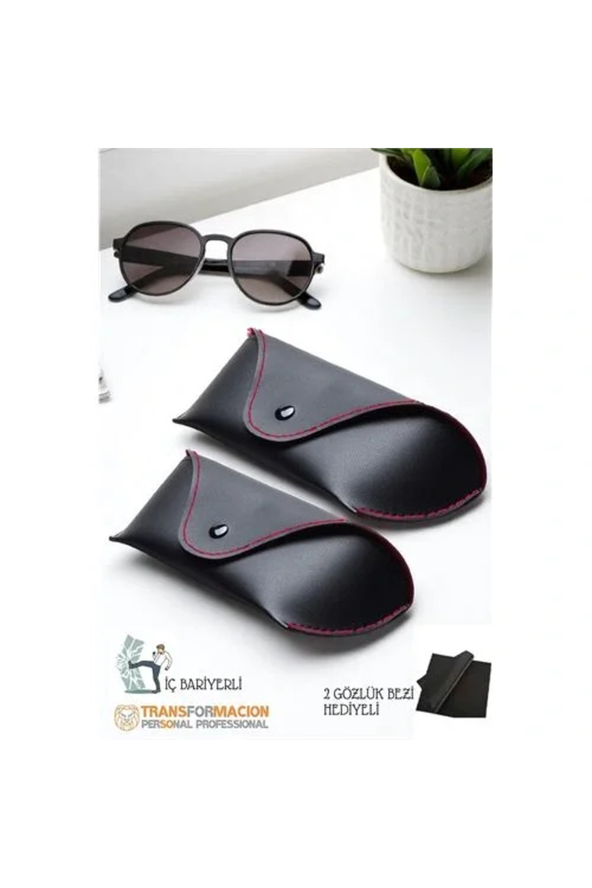 MARKPORT Korumalı Deri Gözlük Kabı Korumalı Gözlük Koruma Kılıfı 2 li SET