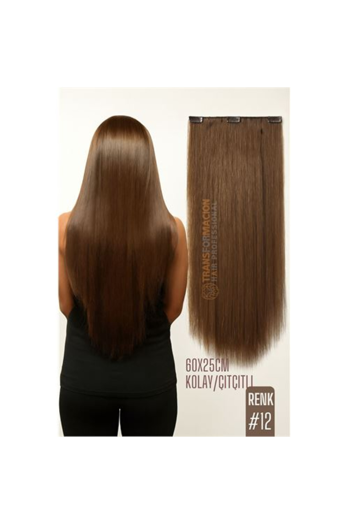 mudikonsept Doğal Görünümlü Düz Siyah Sentetik Kaynak Saç - RENK KOD:#12 Kolay Tak Çıkar Işıltılı Etki!