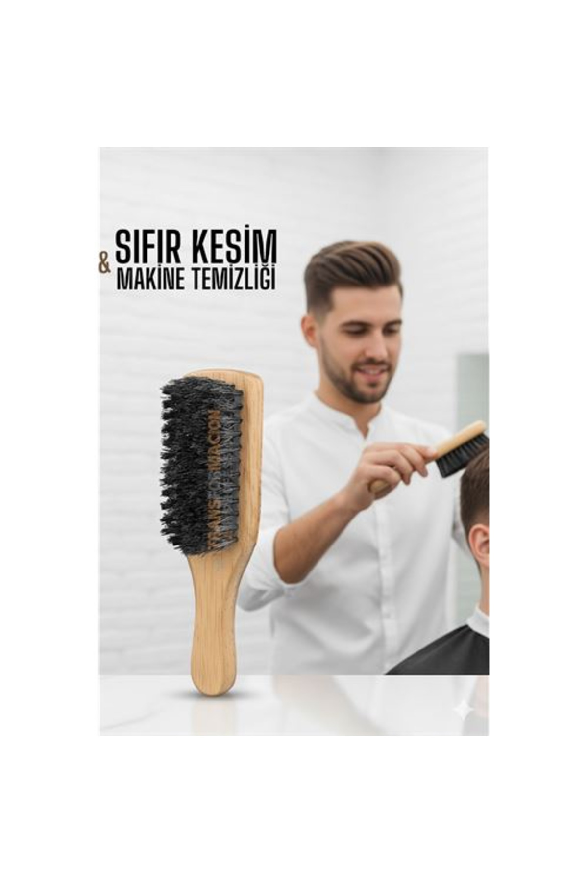mudikonsept Ahşap Fade Fırça - Berberler İçin Sıfır Kesim ve Makine Temizleme Fırçası