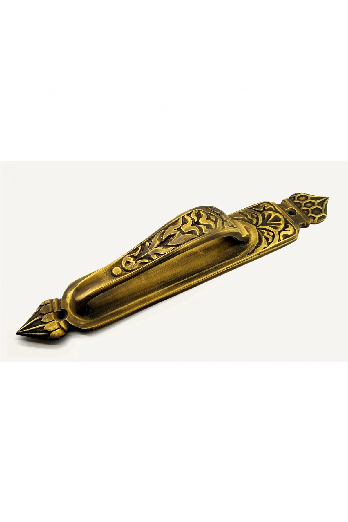 BYDNZ SHOP Antika Tarz Dekoratif Pirinç Kubbeli Çekme Kapı Kolu - 396x68 Mm, Antik
