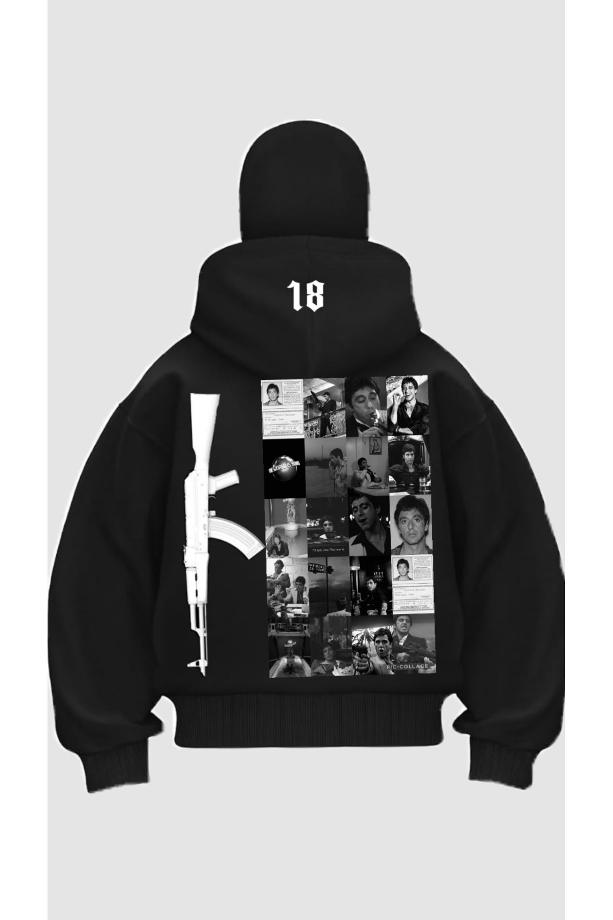 ship master Unisex Maskeli Baskılı Fermuarlı Kapüşonlu Sweatshirt