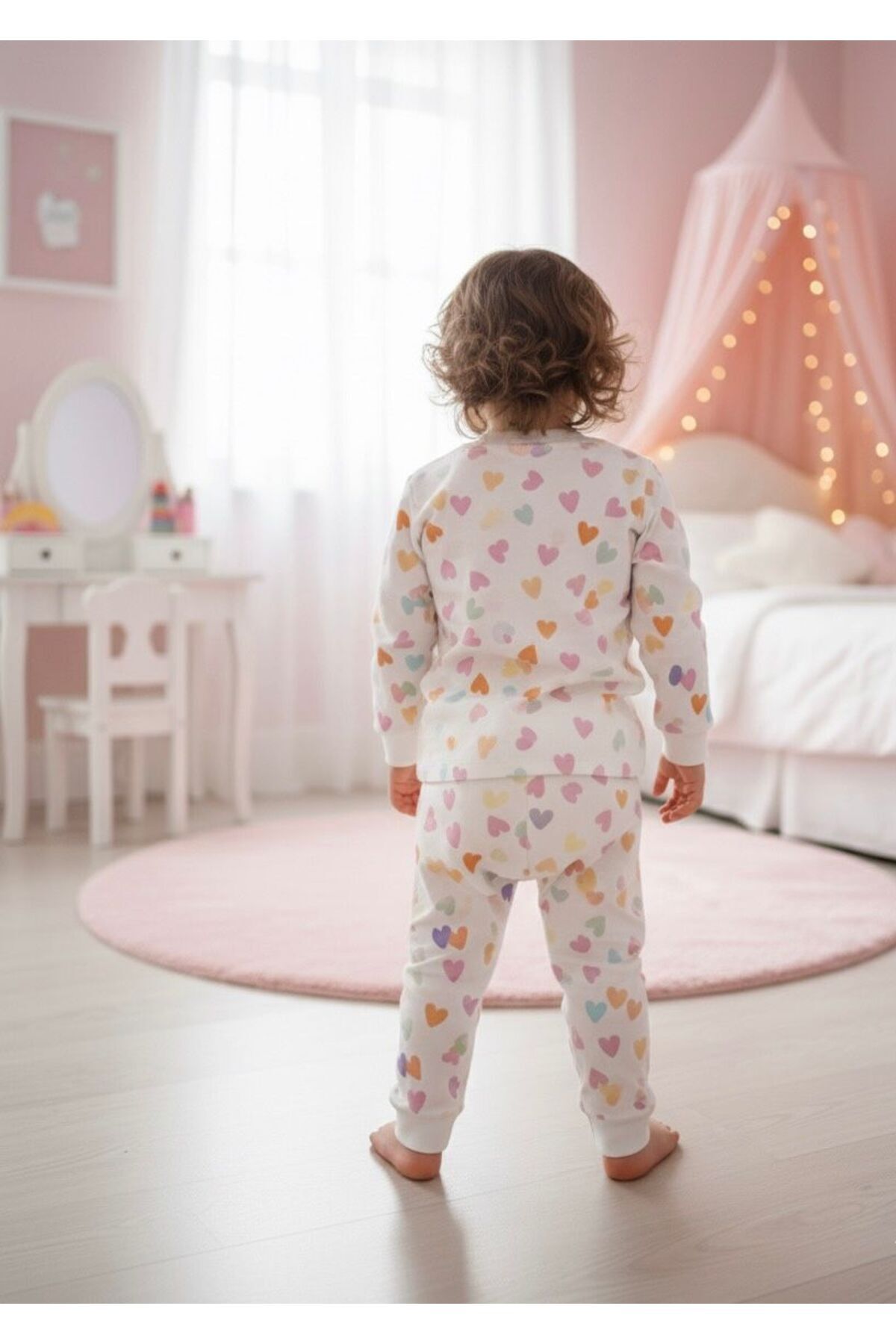 BOBBY JR KİDSWEAR Kız Çocuk Pijama Takımı Kalp Baskılı fotoğrafı 4 (önizleme)