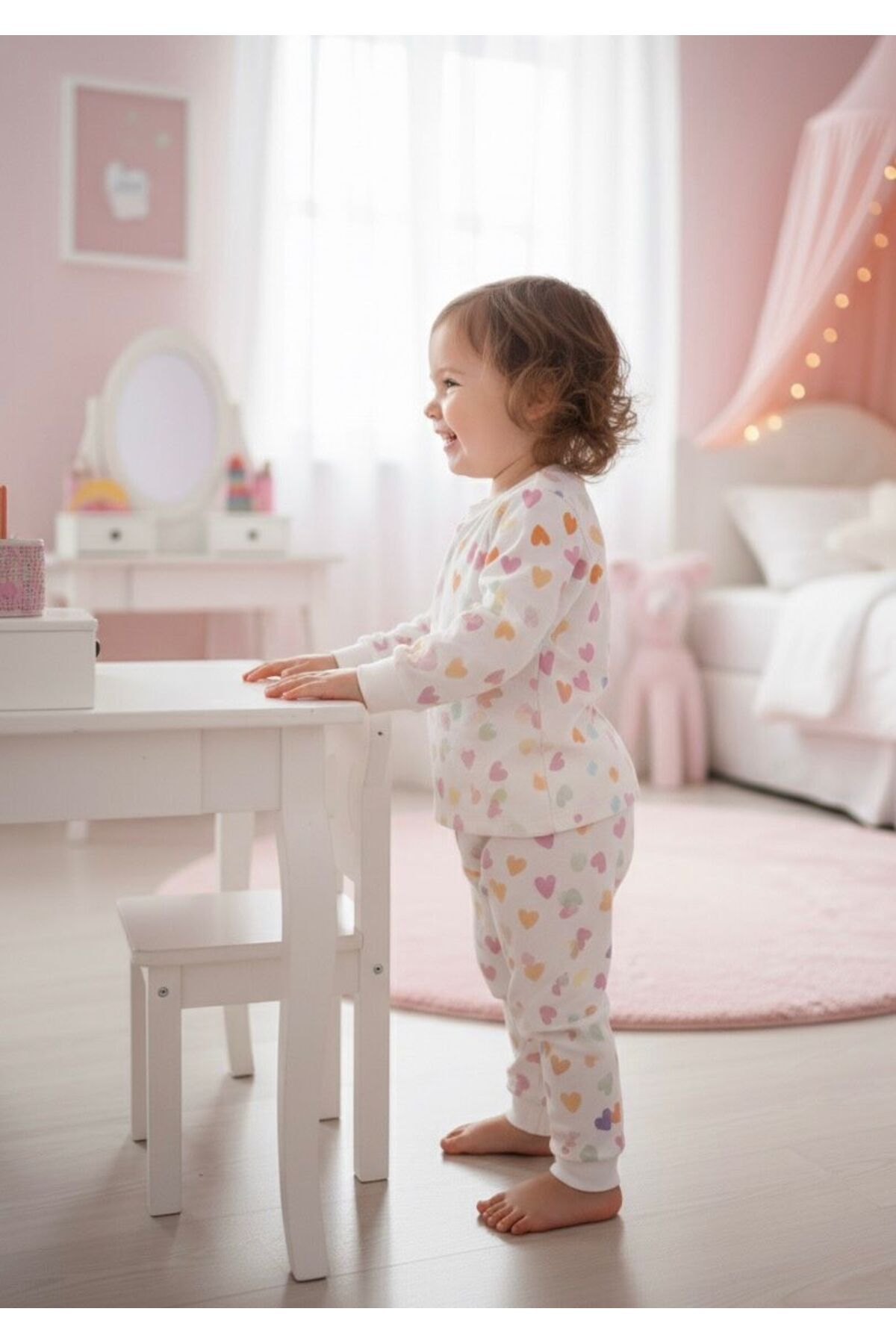 BOBBY JR KİDSWEAR Kız Çocuk Pijama Takımı Kalp Baskılı fotoğrafı 3 (önizleme)