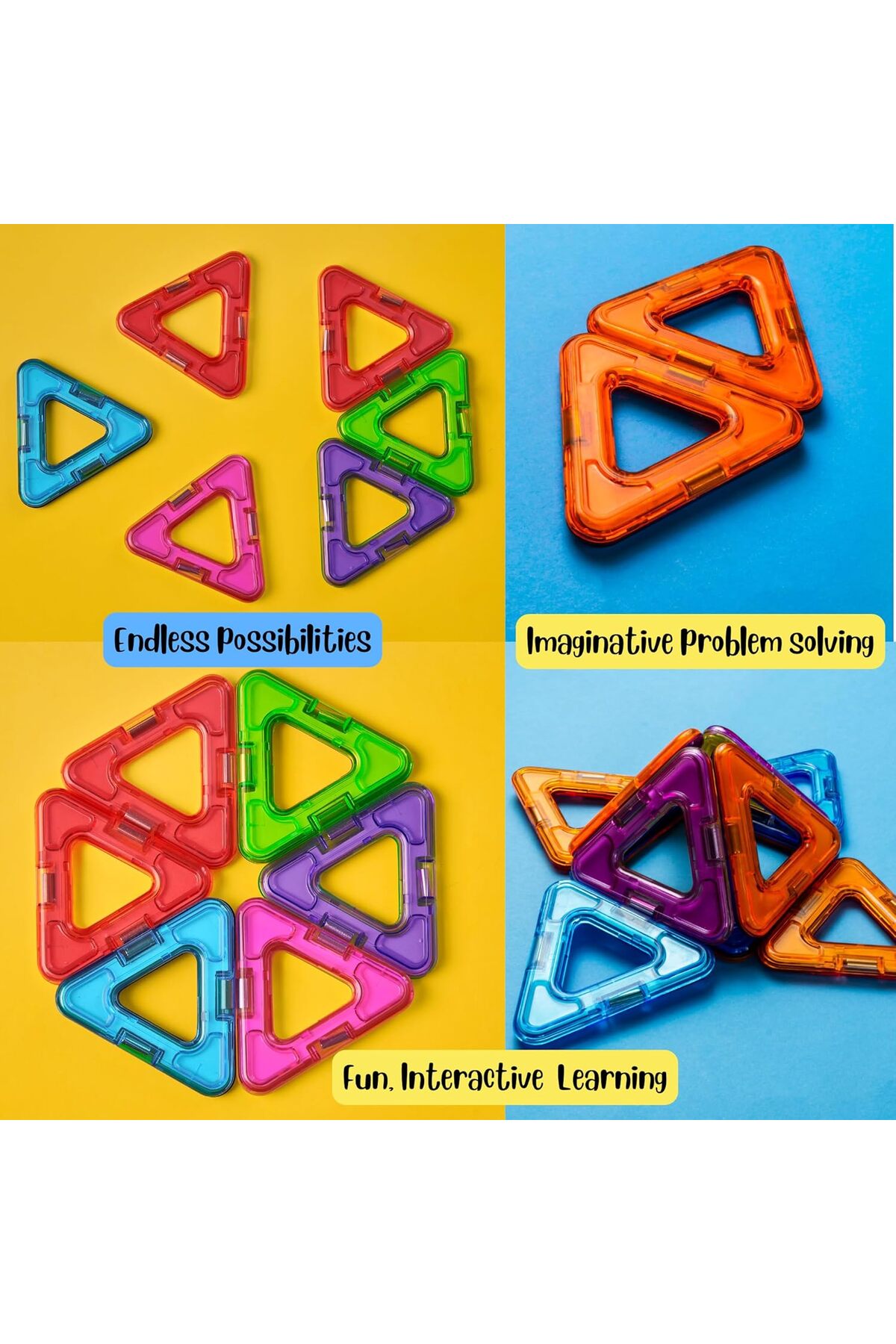 مجموعه ۱۳۰ تکه کاشیهای مغناطیسی ساختنی (اسباببازی STEM)