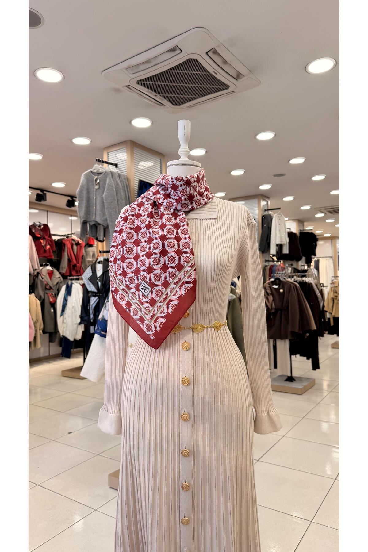 Ethnic Checkers Scarf Red