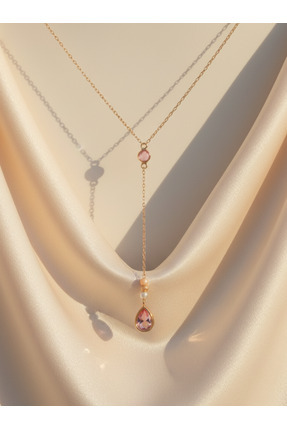 luvee 925 Ayar Sallantılı Dorikalı Damla Taş Gümüş Kolye