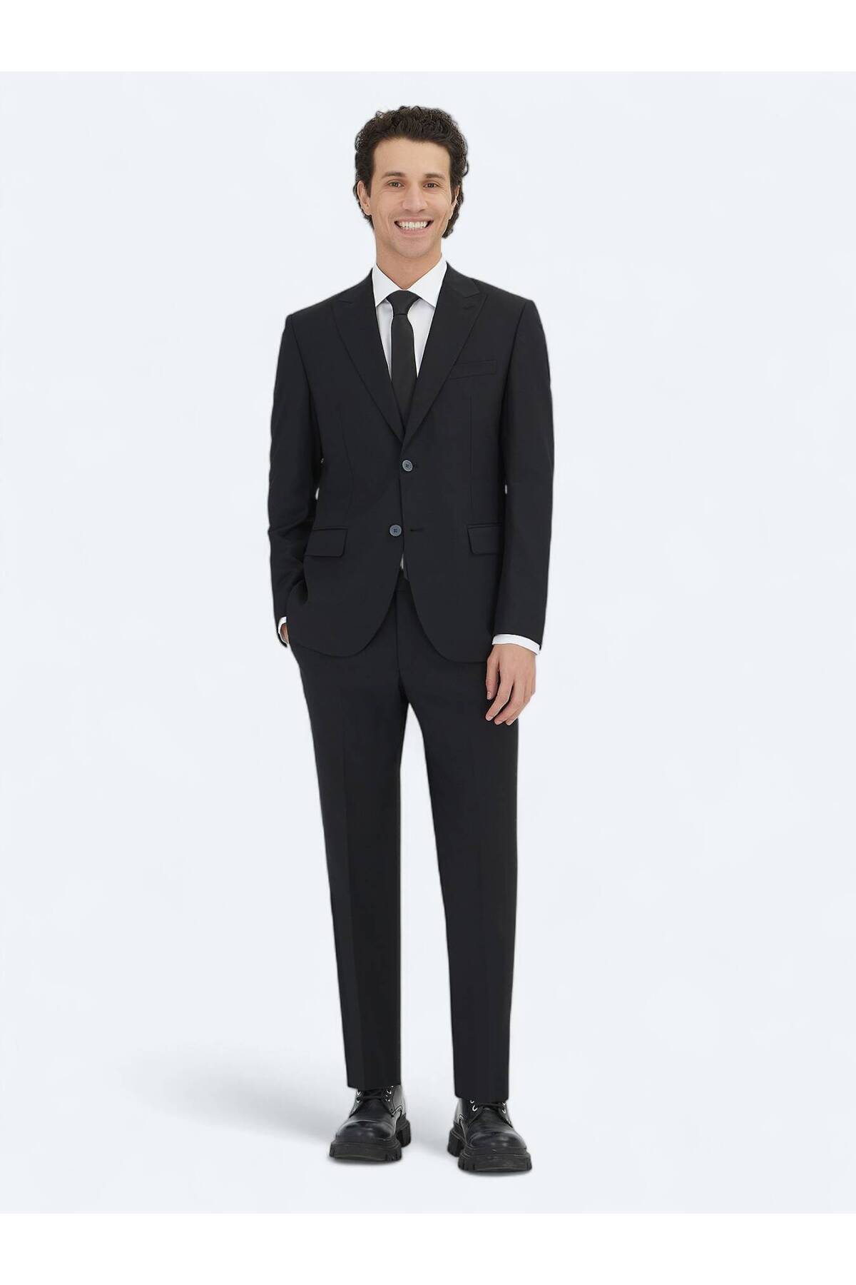 کت و شلوار پشمی مدرن ساده مشکی Kip