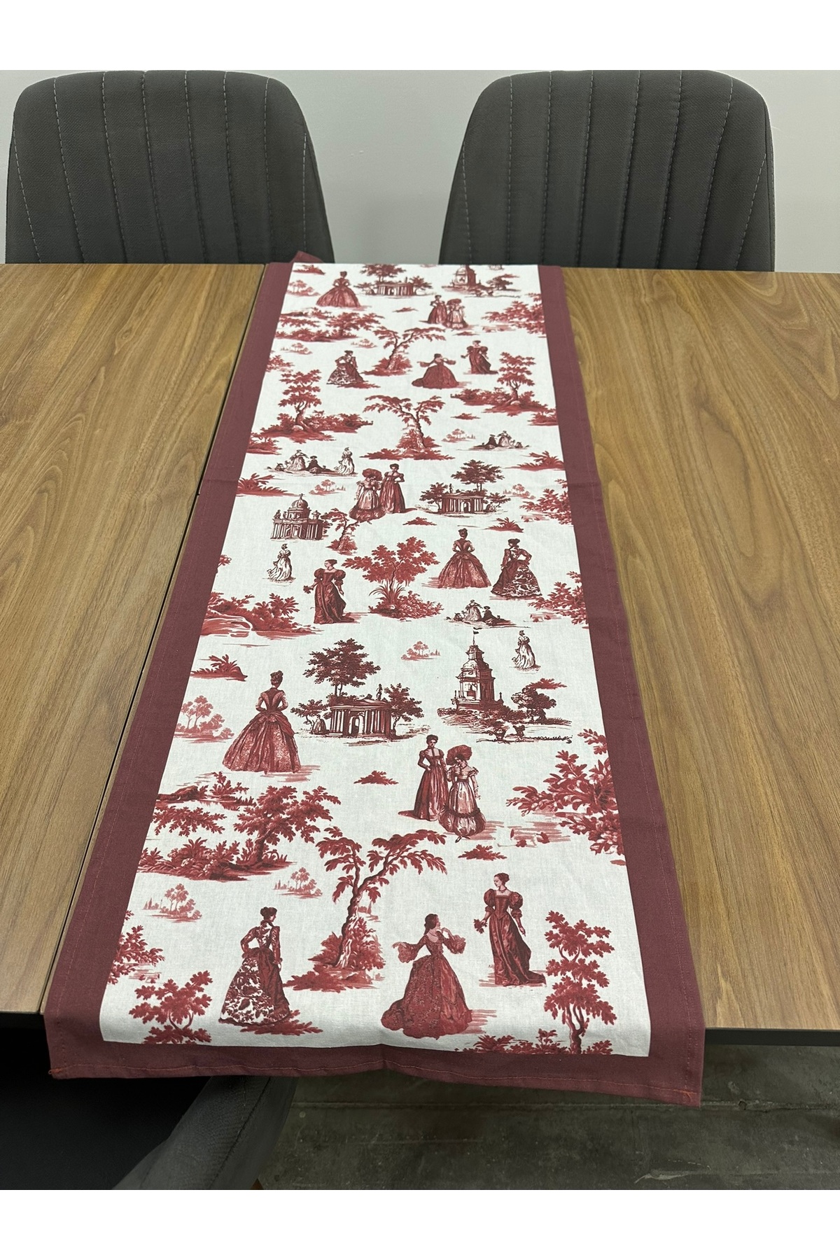 Toile De Jouy Paris Runner 40x110cm | 100% Cotton Digital Printed Tablecloth | Classic French Style