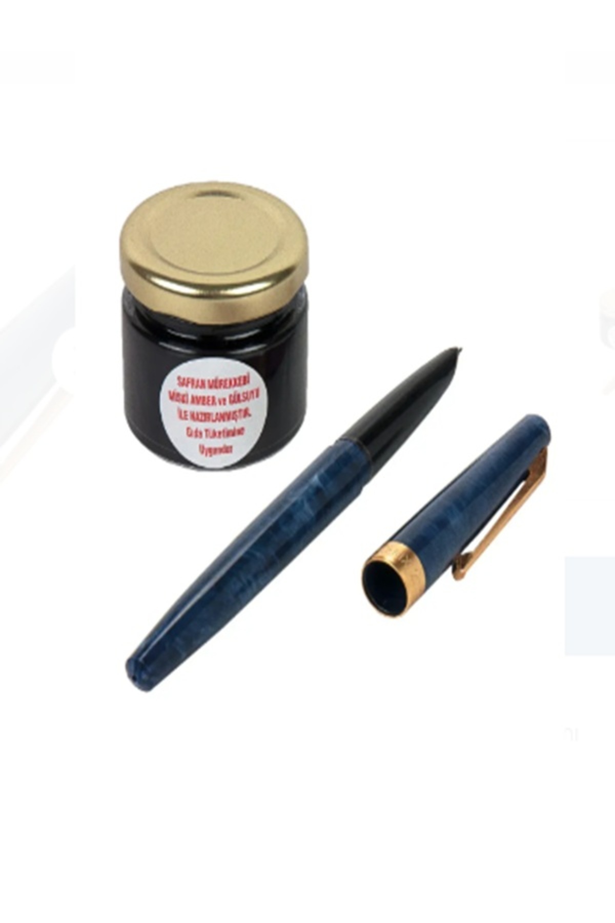 BİLGİ KİTABEVİ Büyük Kırmızı Safran Mürekkebi ve Safran Kalemi Seti Dolma Kalem 40 gr Orjinal Safran arapça