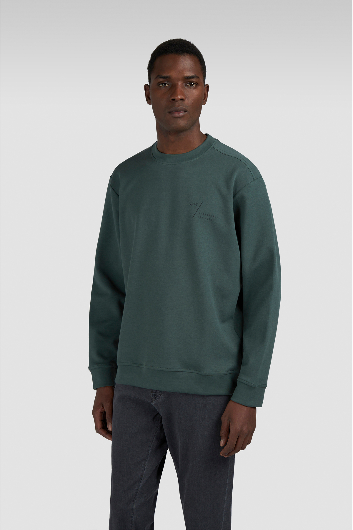 پال اند شارک سویشرت مردانه طرح‌دار یقه گرد نخی آستین بلند سبز رنگ، سایز Regular Fit، کد 15311861-513